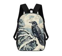 sinyumoney Raven And The Winter Moon Mochila Escolar Resistente Al Agua - Perfecta Para Viajes, Trabajo Y Uso Diario 17inch