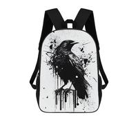 sinyumoney Raven Black And White Mochila Escolar Infantil Impresa En 3D Para Niños, Mochila De Viaje De Alta Capacidad, Mochilas Para Libros De 17 Pulgadas Para Niños
