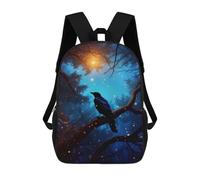 Sinyumoney Raven Black Retro Mochila Escolar, Mochila Profesional, Mochila Impermeable Para Hombres Y Mujeres, Raven Animal, 17"