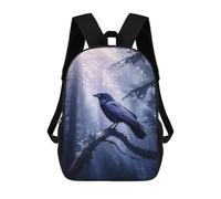 sinyumoney Raven Crow in Misty Forest Mochila Escolar Impresa En 3D Para Niños Y Niñas, Mochila Escolar, Mochila De Viaje Para Niños 17inch