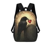 sinyumoney Raven Holding Heart on Tombstone-1 Mochila Escolar Para Institutos De Secundaria Mochila Informal - Perfecta Para Viajes, Trabajo Y Uso Diario 17inch