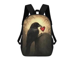 sinyumoney Raven Holding Heart on Tombstone-1 Mochila Escolar Para Institutos De Secundaria Mochila Informal - Perfecta Para Viajes, Trabajo Y Uso Diario 17inch