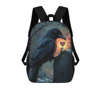 sinyumoney Raven Holding Heart on Tombstone Mochila Escolar Resistente Al Agua, Mochila Escolar De Negocios Para Hombres/mujeres 17inch