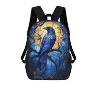 sinyumoney Raven in Stained Glass Mochila Escolar Infantil Impresa En 3D Para Niños, Mochilas De Viaje, Bolsas Para Libros Para Niños Estudiantes De Primaria 17inch