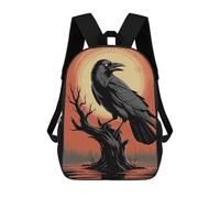 sinyumoney Raven on A Branch at Sunset Mochila Escolar Infantil Estampada Para Adultos Y Niños, Mochila De Viaje Para El Día A Día 17inch