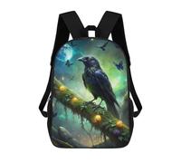 sinyumoney Raven on Mossy Branch with Butterflies Mochila Escolar Infantil De Moda Informal Mochilas Infantiles Impresas En 3D Mochila Grande Para Niño 17inch