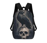 sinyumoney Raven on Skull Mochila Escolar Impresa En 3D Para Niños Mochilas De Viaje De Alta Capacidad Bolsas Para Libros Mochila Escolar Para Niños Mochila 17inch