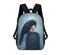 sinyumoney Raven with Heart on Grave Mochila Grande Para Portátil Resistente Al Agua Para La Escuela - Perfecta Para Viajes, Trabajo Y Uso Diario 17inch