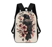 sinyumoney Raven with Pink Flowers Mochilas Infantiles Impresas En 3D, Mochilas De Moda Informales, Mochilas De Viaje Bonitas, Mochilas Informales Para Exteriores Para Niños Y Niñas 17inch
