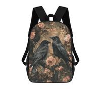 sinyumoney Ravens in Floral Garden Mochilas Infantiles Impresas En 3D De 17 Pulgadas. Mochila Escolar Informal Impresa En 3D Para Niños De Primaria Y Secundaria.