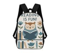 sinyumoney Reading Is Fun Owl Illustration Mochila Escolar De 17 Pulgadas Para Adolescentes, Con Estampado 3D, Ajustable Y Con Bolsillos, Ideal Para Niños, Niñas Y Estudiantes.