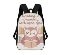 sinyumoney Reading Owl Illustration Mochilas De 17 Pulgadas Para Niños, Mochilas Escolares Impresas En 3D Para Estudiantes De Primaria Y Secundaria, Para Niños Y Niñas.