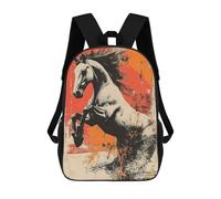 sinyumoney Rearing Horse Abstract Art Mochila Escolar De Moda Para Estudiantes, Adecuada Para Niños Y Niñas, Mochila Informal Para Viajes Al Aire Libre, Esencial Para El Día A Día 17inch