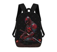 sinyumoney Red And Black Armored Ninja Mochila Escolar Para Niños De 17 Pulgadas, Mochila Informal De Viaje Para Niños Y Niñas, Mochila De Gran Capacidad Para El Día A Día 17inch
