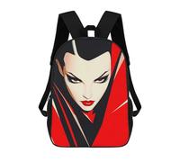 sinyumoney Red And Black Female Portrait Mochilas Para Niños Y Estudiantes, Mochilas Escolares Impresas En 3D, Mochilas Para Estudiantes De Primaria Y Secundaria Para Niños Y Niñas 17inch