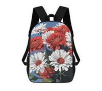 sinyumoney Red And White Flowers Mochila Escolar, De Negocios, Resistente, Para Portátil, Para Camping, Aventuras Al Aire Libre Y Viajes Diarios 17inch