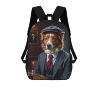 sinyumoney Red Border Collie Dog in Suit at The Pub Mochila Escolar Impresa En 3D Mochilas Informales Para Niños Mochila Escolar Impresa En 3D Para Niños De Primaria Y Secundaria 17inch