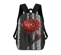 sinyumoney Red Cactus Flower Painting Mochila Escolar Para Niñas Y Niños, Mochilas De Gran Capacidad, Mochilas Ligeras Para Niños Y Estudiantes 17inch