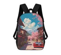 sinyumoney Red Car in Japanese Cherry Blossom Mochilas Para Niños Mochilas Escolares Mochila Escolar Para Niños Impresa En 3D Mochilas De Viaje De Moda Para Niños De Primaria Y Secundaria 17inch