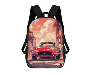 sinyumoney Red Classic Car Sunset Mochila Escolar Secundaria Informal Para Viajes, Bolsos Escolares Para Adolescentes, Chicas, Chicos, Mujeres Y Hombres 17inch