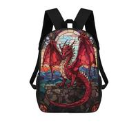 sinyumoney Red Dragon Stained Glass Mochila Escolar Impresa En 3D Para Niños Y Niñas, Mochila Para Portátil Para Niños/estudiantes/adultos 17inch