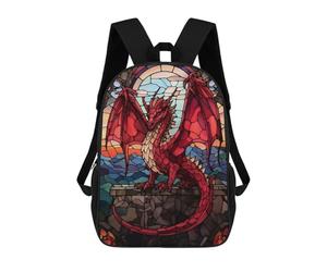 sinyumoney Red Dragon Stained Glass Mochila Escolar Impresa En 3D Para Niños Y Niñas, Mochila Para Portátil Para Niños/estudiantes/adultos 17inch