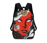 sinyumoney Red Face in Galaxy Mochila Escolar Para Niños De 17 Pulgadas, Mochila Informal De Viaje Para Niños Y Niñas, Mochila De Gran Capacidad Para El Día A Día 17inch