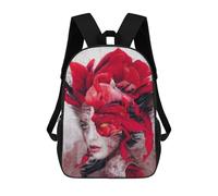 sinyumoney Red Feathered Fantasy Woman Art Print Mochilas Escolares De Moda Para Papelería, Impermeables, Informales, Para Hombres, Mujeres Y Adolescentes 17inch