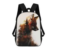 sinyumoney Red Fox Double Exposure Mochilas Para Niños Y Estudiantes, Mochilas Escolares Impresas En 3D, Mochilas Para Estudiantes De Primaria Y Secundaria, Mochilas Para Niños Y Niñas 17inch