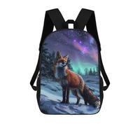 sinyumoney Red Fox Northern Lights Mochila Impresa En 3D Para Niños, Mochila Escolar, Mochilas De Viaje Para Niños, Bolsas De Libros De Alta Capacidad, Mochila Infantil 17inch
