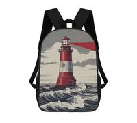 sinyumoney Red Lighthouse Ocean View Mochila Escolar Resistente Al Agua, Mochila Escolar De Negocios Para Hombres/mujeres 17inch
