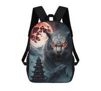 sinyumoney Red Moon And Mythical Tiger Mochila Escolar Impresa En 3D Para Niños Y Niñas, Mochila Escolar, Mochila De Viaje Para Niños 17inch