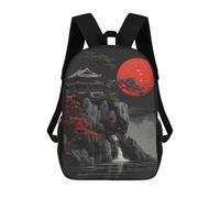 sinyumoney Red Moon Japan Ink Mochila Escolar Impresa En 3D Mochilas Informales Para Niños Mochila Escolar Impresa En 3D Para Niños De Primaria Y Secundaria 17inch