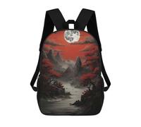 sinyumoney Red Moon Japan Mochila Escolar Infantil Impresa En 3D Para Niños, Mochilas De Viaje, Bolsas Para Libros Para Niños Estudiantes De Primaria 17inch