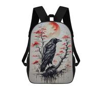 sinyumoney Red Moon Japan Raven Mochilas Infantiles Escolares Impresas En 3D, Mochilas Para Niños, Mochilas De Viaje Para Niños Y Niñas, Mochilas Escolares Para Niños 17inch