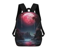sinyumoney Red Moon Landscape Fantasy Mochilas Impresas En 3D Para Niños 17inch Mochilas De Moda Informales Para El Día A Día, Bolsas De Viaje, Mochilas Informales Para Exteriores Para Niños Y Niñas