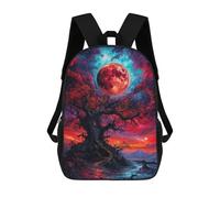 sinyumoney Red Moon Landscape Mochila Escolar Para Niños Con Impresión 3D, Mochila Moderna Para Niños Y Niñas, Mochila Informal Para Estudiantes. 17inch