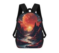 sinyumoney Red Moon Mochila Infantil, Mochila Escolar De Gran Capacidad Para Estudiantes, Mochila Para Libros, Mochila Para Niños, Niñas, Adultos Y Adolescentes 17inch