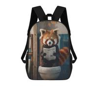 sinyumoney Red Panda Reading Newspaper Mochila Escolar Infantil De 17 Pulgadas, Mochila Escolar Impresa En 3D Para Niños De Primaria Y Secundaria