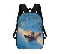 sinyumoney Red Panda Winter Adventure Mochila Escolar Infantil De 17 Pulgadas, Mochila Escolar Impresa En 3D Para Niños De Primaria Y Secundaria