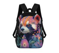 sinyumoney Red Panda with Floral Pattern Mochila Escolar Infantil De 17 Pulgadas Con Estampado 3D De Películas De Anime Para Niños, Mochila De Viaje, Mochila Escolar Infantil