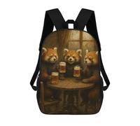 sinyumoney Red Pandas Drinking Beer at Pub Mochila Escolar Infantil Impresa En 3D Para Niños, Mochilas De Viaje De Alta Capacidad, Bolsas Para Libros, Mochila Escolar Infantil 17inch