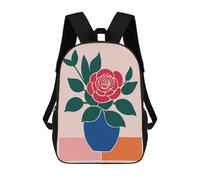 sinyumoney Red Rose in Blue Vase Mochila Escolar Infantil Impresa En 3D Para Niños, Mochila De Viaje De Alta Capacidad, Mochilas Para Libros De 17 Pulgadas Para Niños