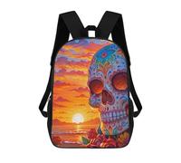 Sinyumoney Red Rose Night Atmosphere Mochila Escolar, Profesional Y Resistente Para Ordenador Portátil, Para Niñas, Niños Y Adolescentes, Sunset Of The Dead Skull, 17"