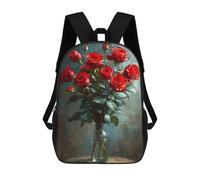 sinyumoney Red Roses in Vase Mochila Escolar Infantil De Moda Informal Mochilas Infantiles Impresas En 3D Mochila Grande Para Niño 17inch