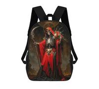 sinyumoney Red Santa Muerte with Roses Mochila Escolar Mochilas Escolares Para Niñas Y Niños Mochila Con Bolsillo Mochila Escolar De Moda Para Niños 17inch