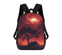 sinyumoney Red Sky Cabin Sunset Mochila Escolar Grande Para Niños Para El Campus, Actividades Al Aire Libre, Viajes Y Deportes 17inch