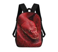 sinyumoney Red Snake Close-Up Mochila Escolar Para Niños Mochila Escolar Impresa En 3D Mochila Escolar De Moda Para Niños De Primaria Y Secundaria 17inch