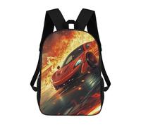 sinyumoney Red Sports Car Speeding Through Flames -1 Mochila Escolar Para La Escuela Secundaria, Preparatoria, Universidad Y Viajes Para Niños/niñas/adolescentes 17inch