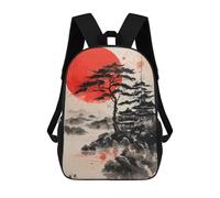 sinyumoney Red Sun Pagoda Mochila Infantil Con Impresión 3D, Mochila Escolar Para Niños, Mochila Informal Divertida Para Niños Y Adolescentes 17inch